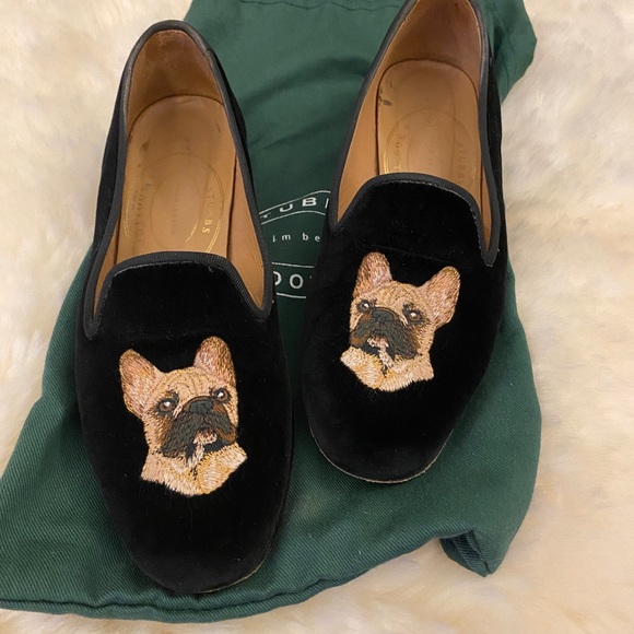 Stubbs & Wootton Frenchie Embroidered Slippers 6.5 - Picture 2 of 5